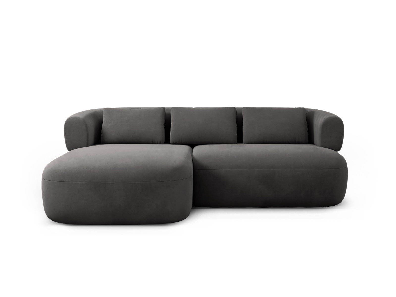Micadoni linker hoekbank Jenny 5-zits, flueel donkergrijs - 145x200x73