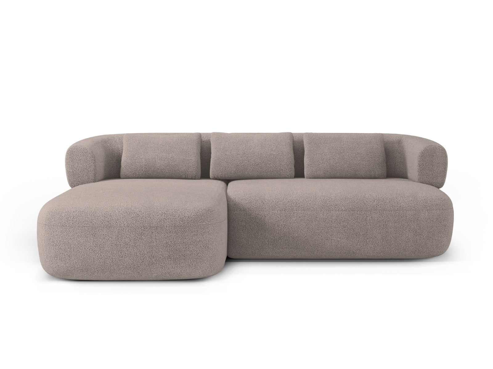 Micadoni linker hoekbank Jenny 5-zits, boucle lichtbruin - 145x225x73c