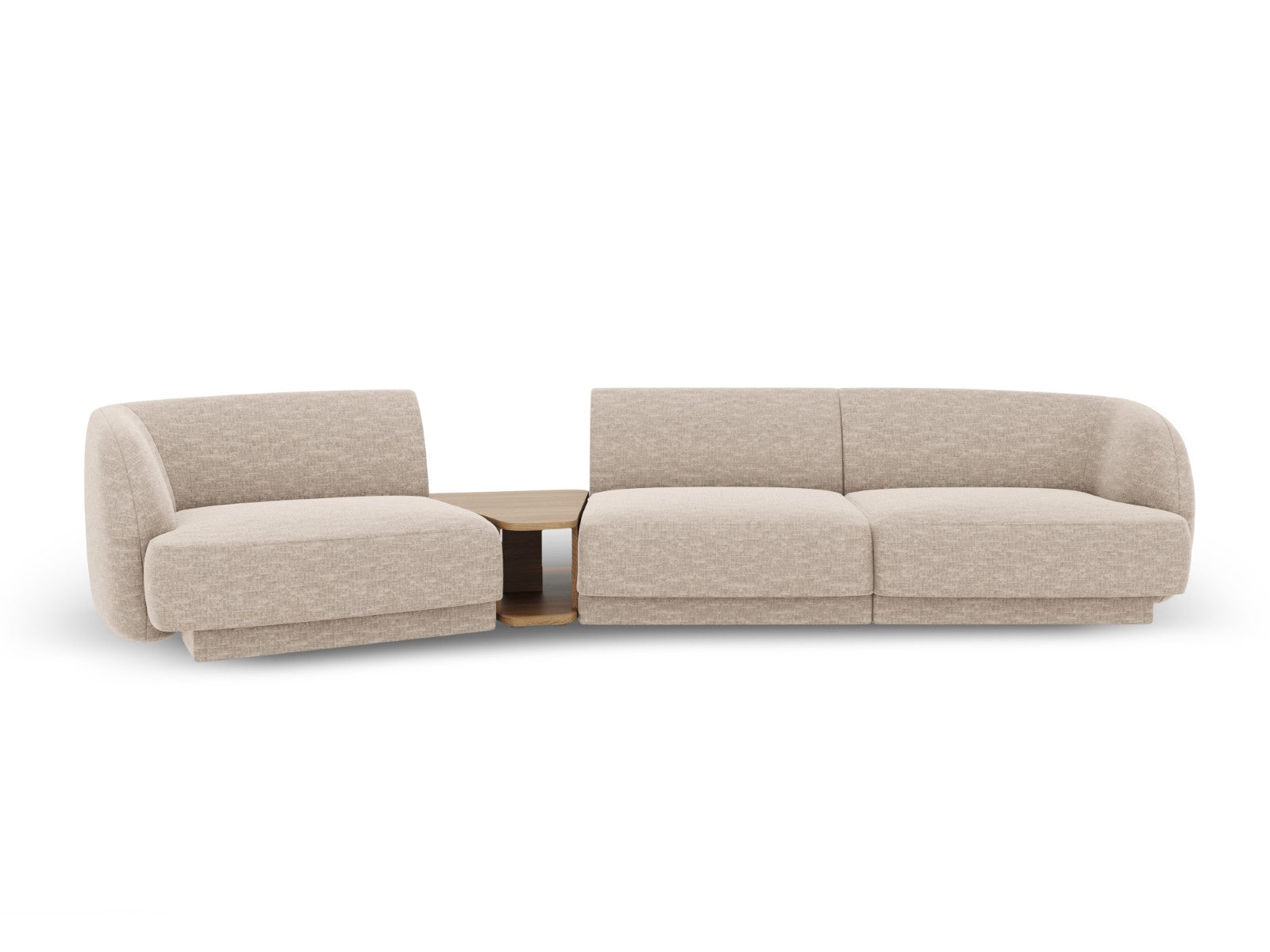 Micadoni linker modulaire bank Miley 3-zits, chenille, beige - 126x303