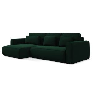 LaMiaSofa hoekbank links Perugia – velours – flessengroen – 278x149x82 LaMiaSofa hoekbank links Perugia – velours – flessengroen – 278x149x82