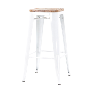 Legend Metalen barkruk wit – met houten zitting – 65 cm Legend Metalen barkruk wit – met houten zitting – 65 cm