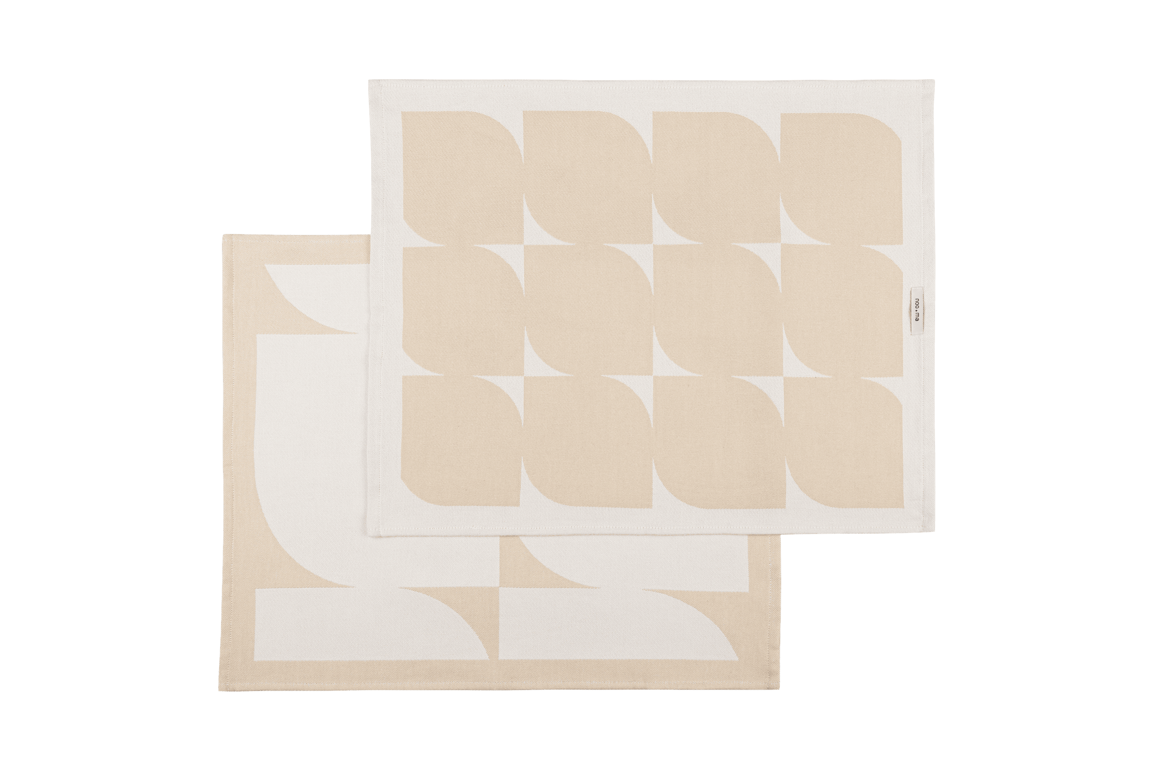 noo.ma Abi set van 2 katoenen vaatdoeken 27 x 18 cm - Sand Beige & Cre