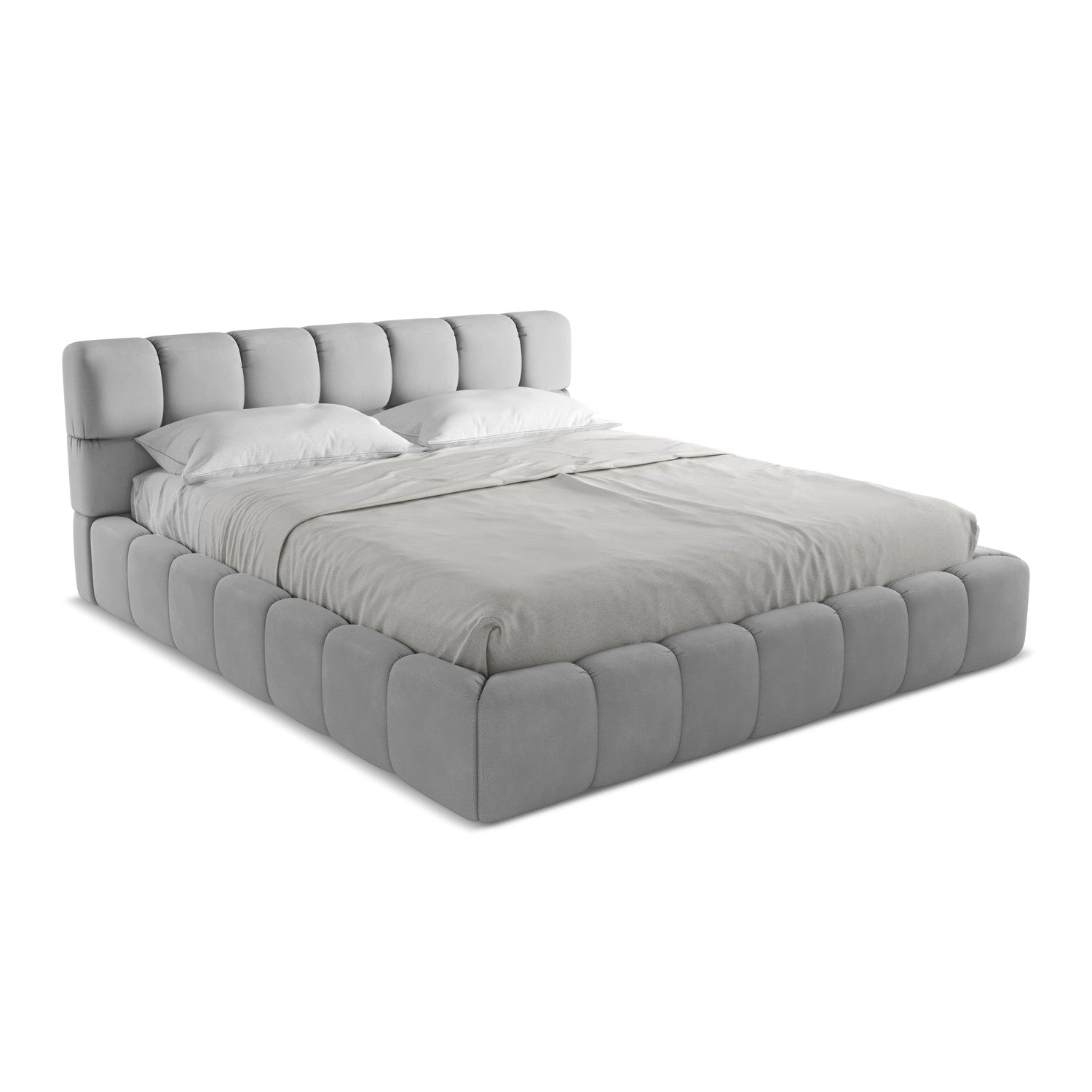 LaMiaSofa Bed met opbergruimte Roma - chenille stof - lichtgrijs - 200