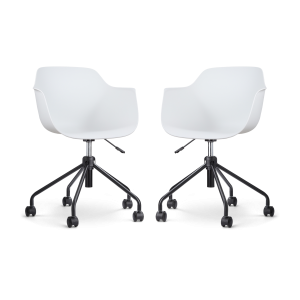 Nolon Nout-Puk Bureaustoelen Set van 2 – Wit – Zwart Onderstel Nolon Nout-Puk Bureaustoelen Set van 2 – Wit – Zwart Onderstel