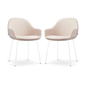 Nolon Nora-Mae Eetkamerstoelen Set van 2 – Beige – Witte Poten Nolon Nora-Mae Eetkamerstoelen Set van 2 – Beige – Witte Poten