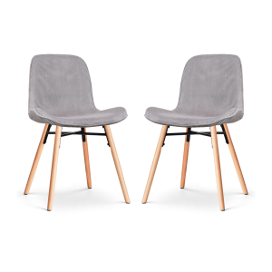 Nolon Nena-Fé Eetkamerstoelen Set van 2 – Ribstof Warm Grijs – Hout Nolon Nena-Fé Eetkamerstoelen Set van 2 – Ribstof Warm Grijs – Hout