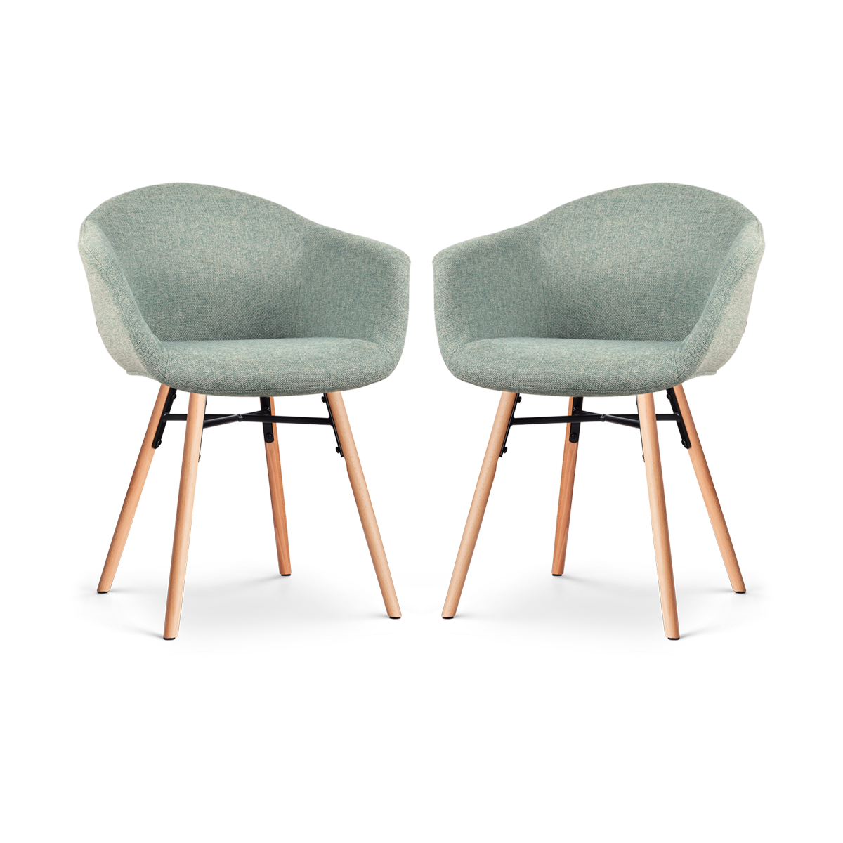 Nolon Nena-Otis Eetkamerstoelen Set van 2 - Zacht Groen - Houten Poten