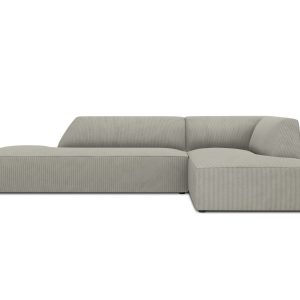 Micadoni rechter hoekbank Ruby 4-zits, ribfluwelen, lichtgrijs – 180×2 Micadoni rechter hoekbank Ruby 4-zits, ribfluwelen, lichtgrijs – 180×2
