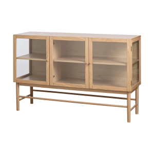 Olivine Boris Eikenhouten Dressoir met Glazen Deuren – B 140 – Naturel Olivine Boris Eikenhouten Dressoir met Glazen Deuren – B 140 – Naturel