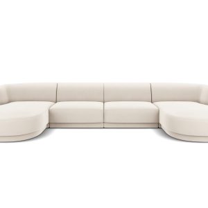 Micadoni Panoramische bank Miley 5-zits, flueel, lichtbeige – 156x330x Micadoni Panoramische bank Miley 5-zits, flueel, lichtbeige – 156x330x