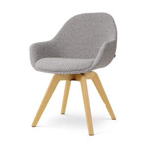 Nolon Noor-Mae draaibare eetkamerstoel bouclé taupe – houten onderstel Nolon Noor-Mae draaibare eetkamerstoel bouclé taupe – houten onderstel