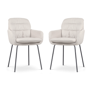 Nolon Nora-Mia Eetkamerstoelen Set van 2 – Beige – Zwart Onderstel Nolon Nora-Mia Eetkamerstoelen Set van 2 – Beige – Zwart Onderstel