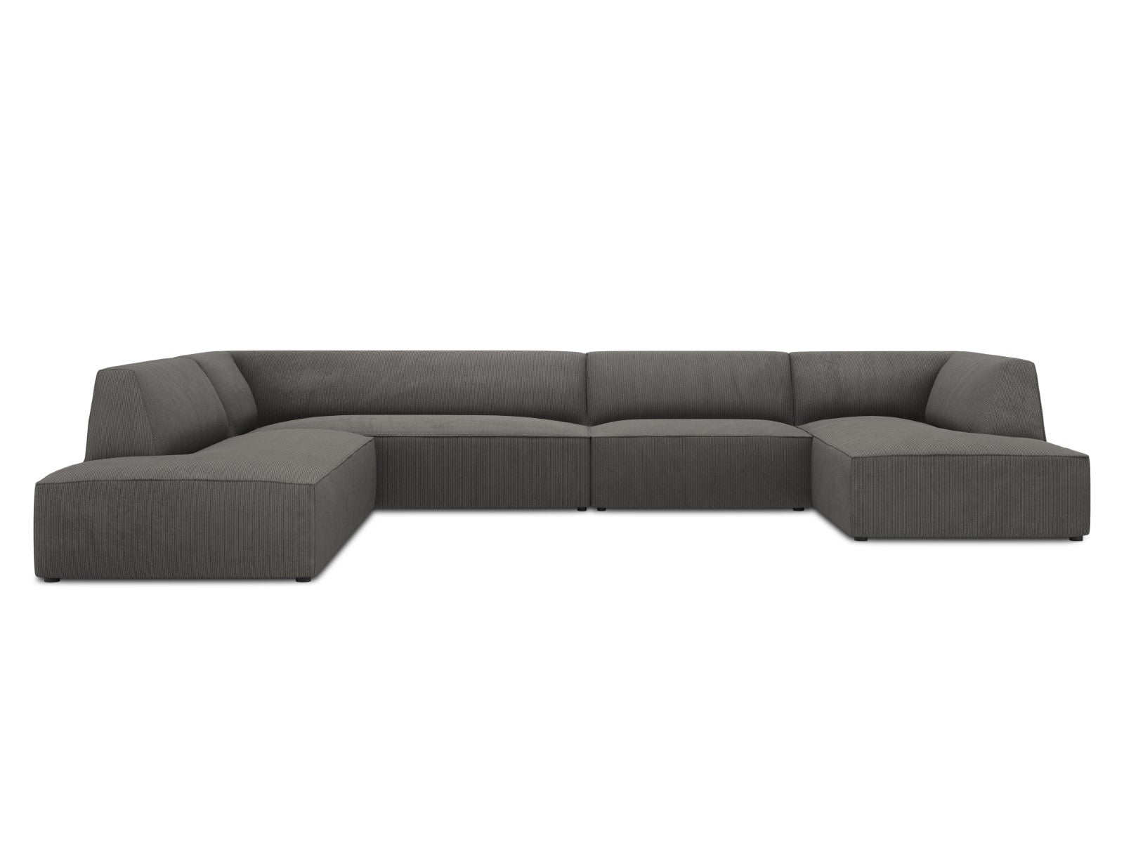Micadoni Panoramische hoekbank links Ruby 7-zits, ribfluwelen, donkerg