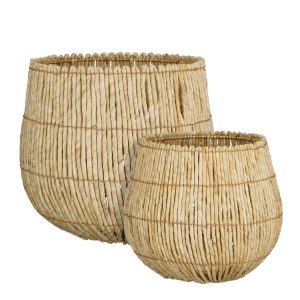 Mica Decorations Ronda Opbergmand – Set van 2 – H40 x Ø44 cm – Lichtbr Mica Decorations Ronda Opbergmand – Set van 2 – H40 x Ø44 cm – Lichtbr