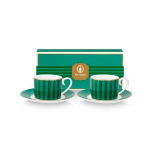 Pip Studio Kop en Schotel – Love Birds – Groen – 100ml – Set van 2 Pip Studio Kop en Schotel – Love Birds – Groen – 100ml – Set van 2
