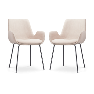 Nolon Nora-Eef eetkamerstoel beige – zwart onderstel – set van 2 Nolon Nora-Eef eetkamerstoel beige – zwart onderstel – set van 2