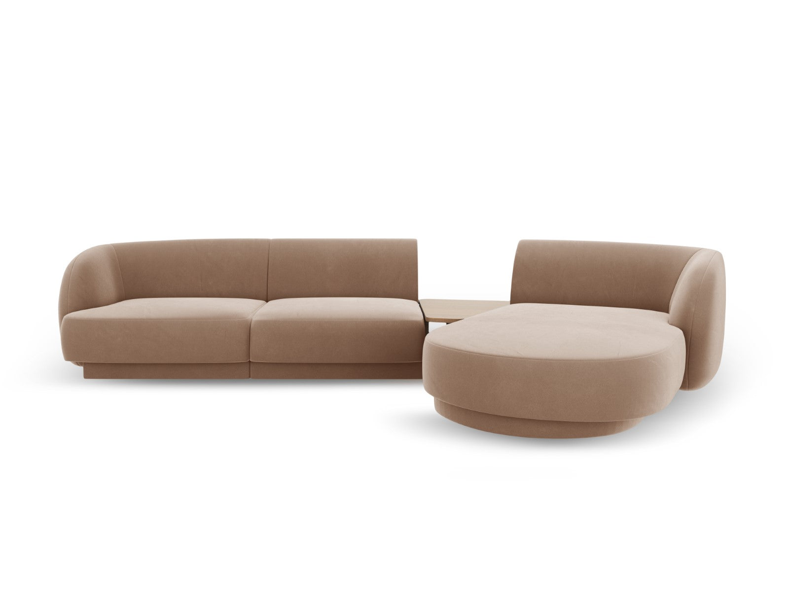 Micadoni Rechte modulaire bank Miley 3-zits, flueel, cappuccino - 178x