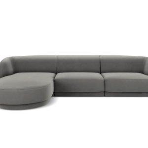 Micadoni linker hoekbank Miley 4-zits, flueel, lichtgrijs – 156x255x70 Micadoni linker hoekbank Miley 4-zits, flueel, lichtgrijs – 156x255x70