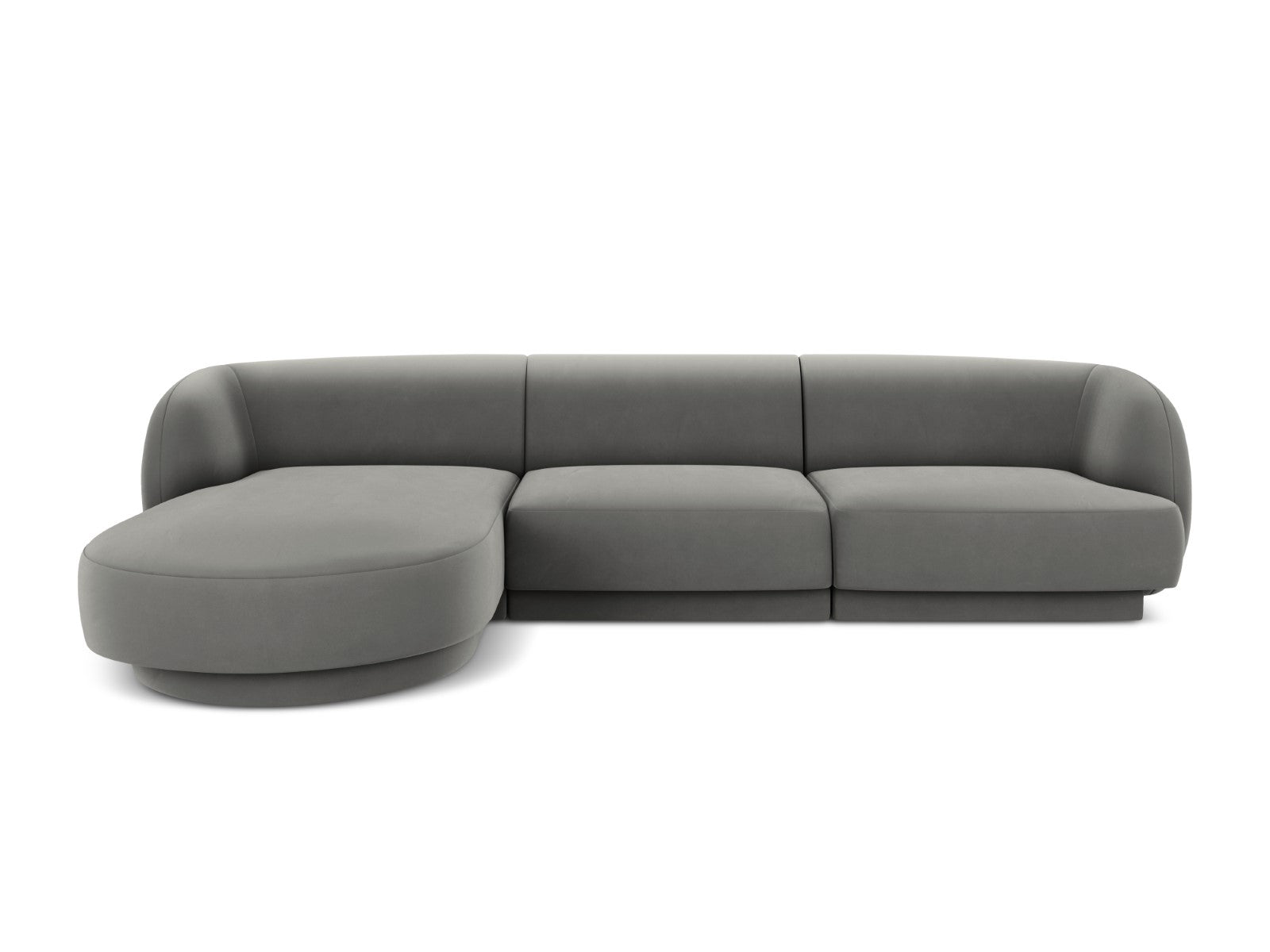Micadoni linker hoekbank Miley 4-zits, flueel, lichtgrijs - 156x255x70