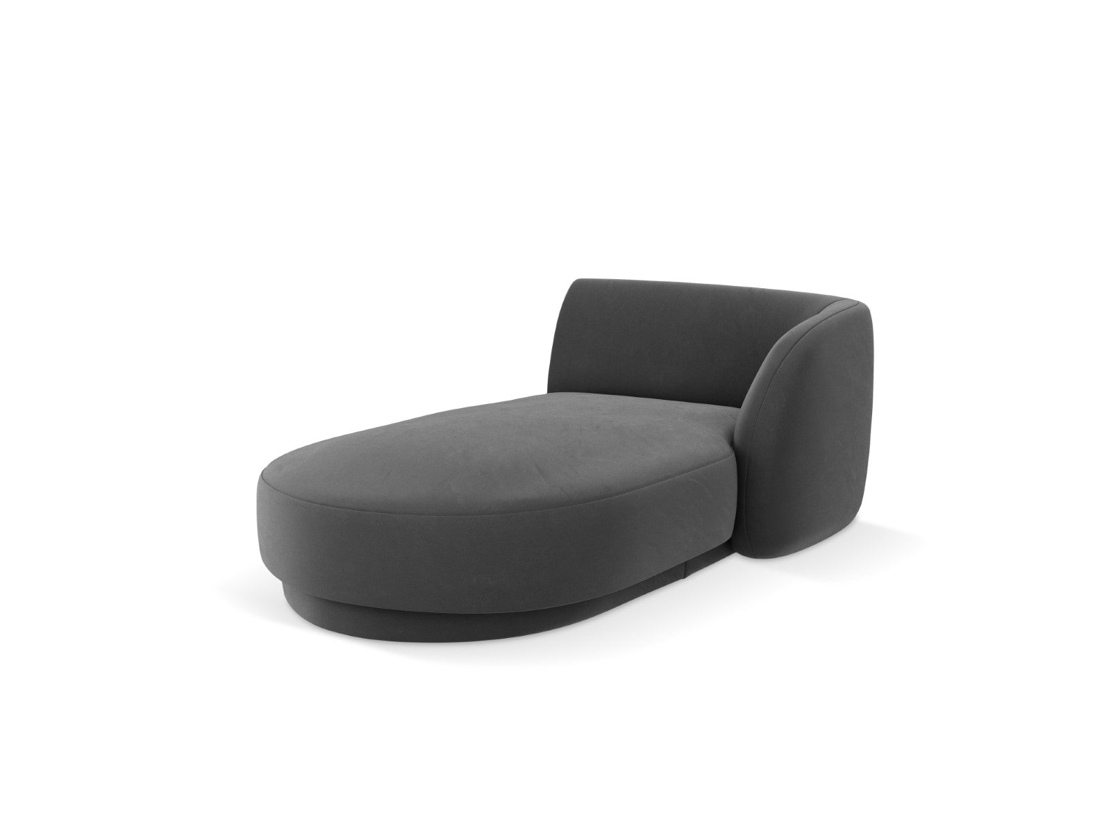 Micadoni rechter chaise longue Miley flueel, grijs - 156x90x70cm