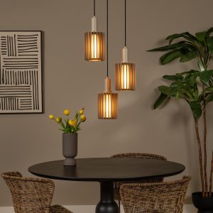 Lucide hanglamp LAMBRES – 3xE27 – Taupe Lucide hanglamp LAMBRES – 3xE27 – Taupe