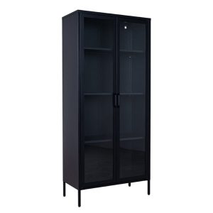 MaximaVida metalen locker vitrinekast Finn 80 x 35 x 180 cm zwart – ec MaximaVida metalen locker vitrinekast Finn 80 x 35 x 180 cm zwart – ec