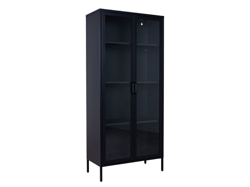 MaximaVida metalen locker vitrinekast Finn 80 x 35 x 180 cm zwart - ec