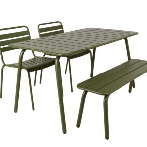 MaximaVida metalen tuinset Max 150 cm olijfgroen – 4-delig bank zonder MaximaVida metalen tuinset Max 150 cm olijfgroen – 4-delig bank zonder