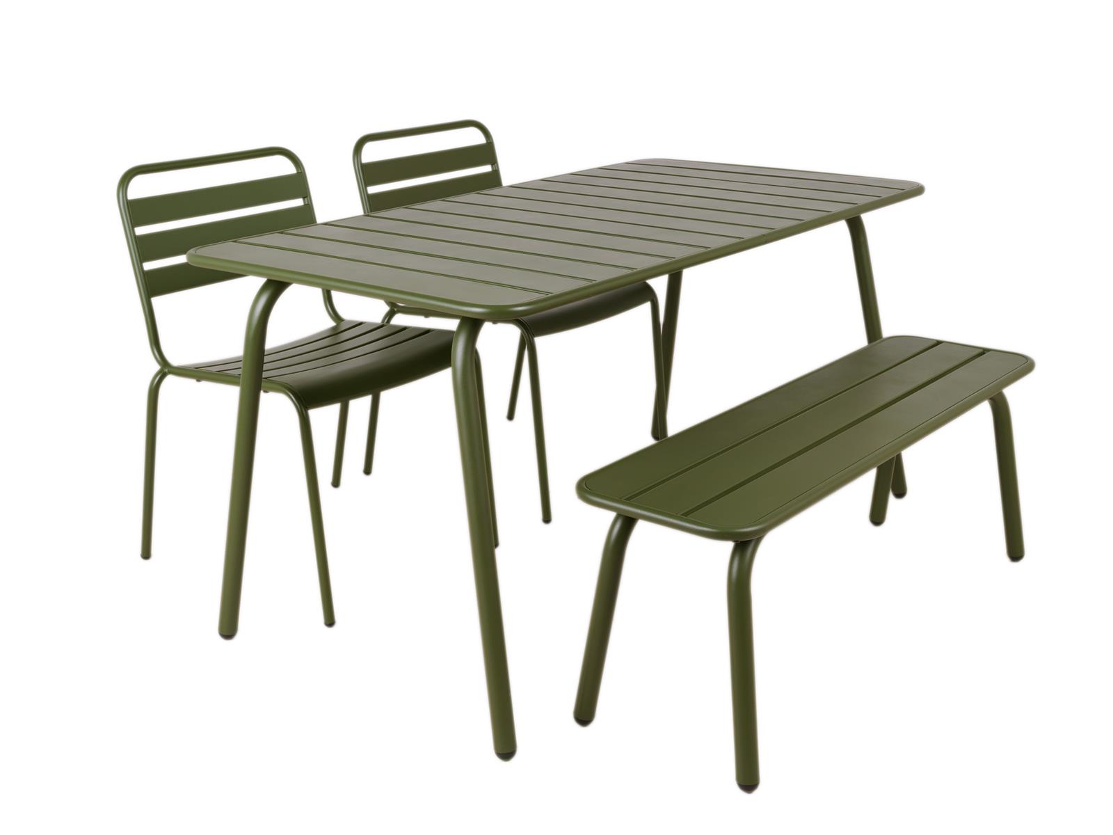 MaximaVida metalen tuinset Max 150 cm olijfgroen - 4-delig bank zonder