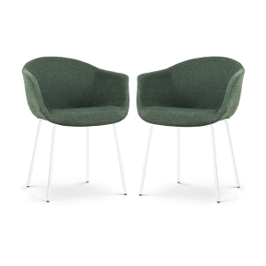 Nolon Nora-Otis Eetkamerstoelen Set van 2 – Donkergroen – Witte Poten Nolon Nora-Otis Eetkamerstoelen Set van 2 – Donkergroen – Witte Poten