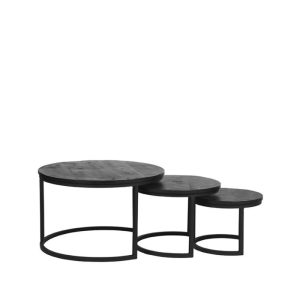 LABEL51 Salontafels Triplet – Zwart/Mangohout – Set Van 3 – 70x70x44cm LABEL51 Salontafels Triplet – Zwart/Mangohout – Set Van 3 – 70x70x44cm