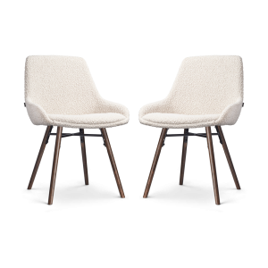 Nolon Nena-Isa Eetkamerstoelen Set van 2 – Bouclé Beige – Walnoot Nolon Nena-Isa Eetkamerstoelen Set van 2 – Bouclé Beige – Walnoot