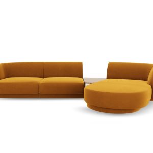 Micadoni Rechte modulaire bank Miley 3-zits, flueel, geel – 178x303x70 Micadoni Rechte modulaire bank Miley 3-zits, flueel, geel – 178x303x70