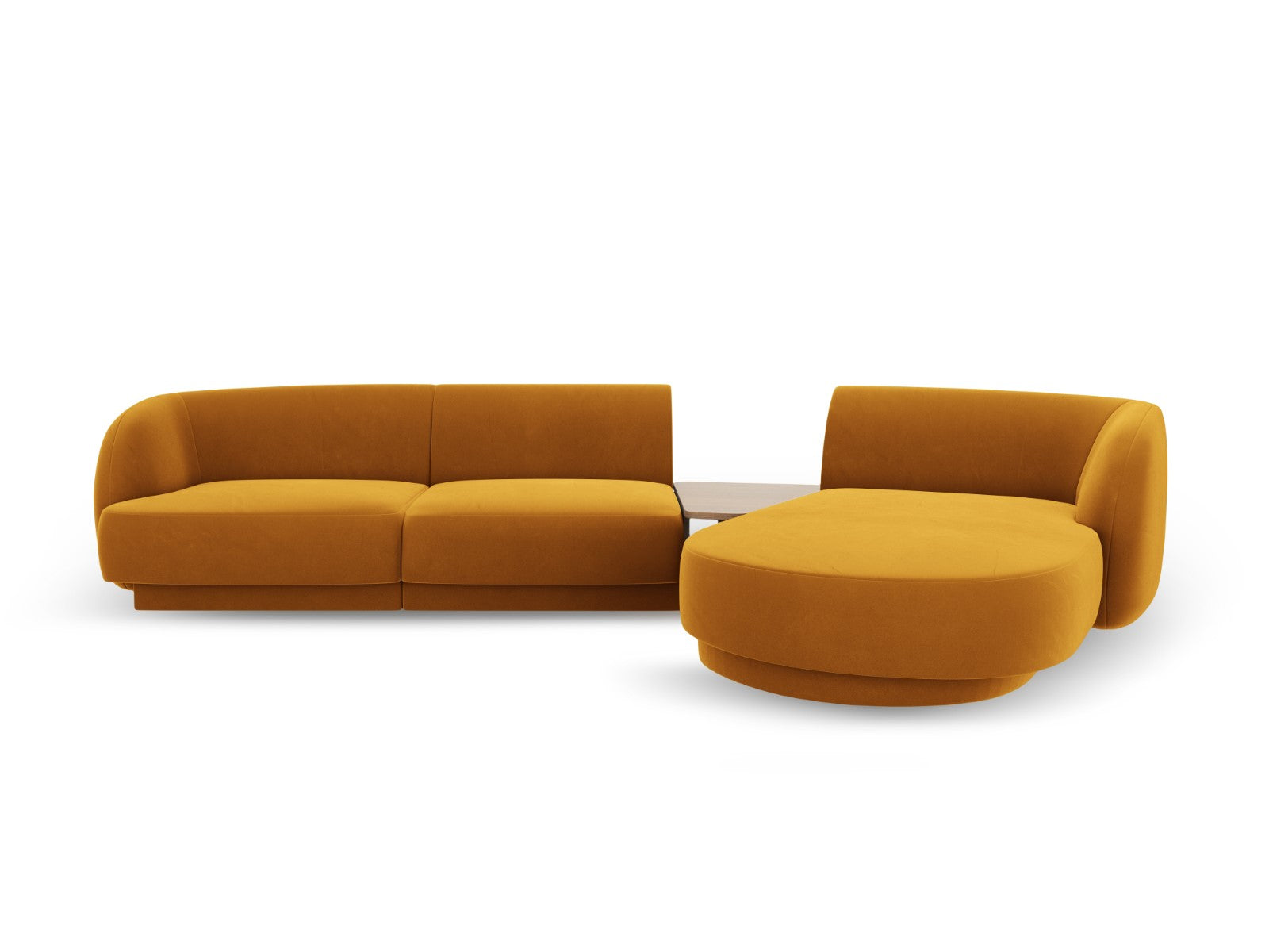 Micadoni Rechte modulaire bank Miley 3-zits, flueel, geel - 178x303x70
