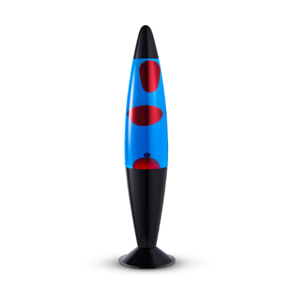 Lighto | Lavalamp zwart | blauwe vloeistof met rode lava