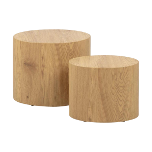 Lisomme Rosanne Set van 2 Ronde Houten Salontafels – Naturel Lisomme Rosanne Set van 2 Ronde Houten Salontafels – Naturel