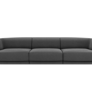 Micadoni Bank Miley 3-zits, flueel, grijs – 90x255x70cm Micadoni Bank Miley 3-zits, flueel, grijs – 90x255x70cm