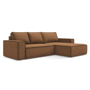 LaMiaSofa hoekbank rechts Livorno – textuurstof – terracotta – 290×185
