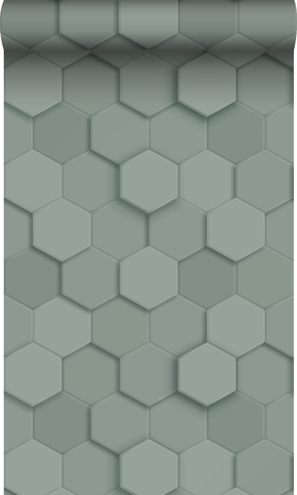 Origin Wallcoverings behang 3d hexagon motief vergrijsd groen - 53 cm