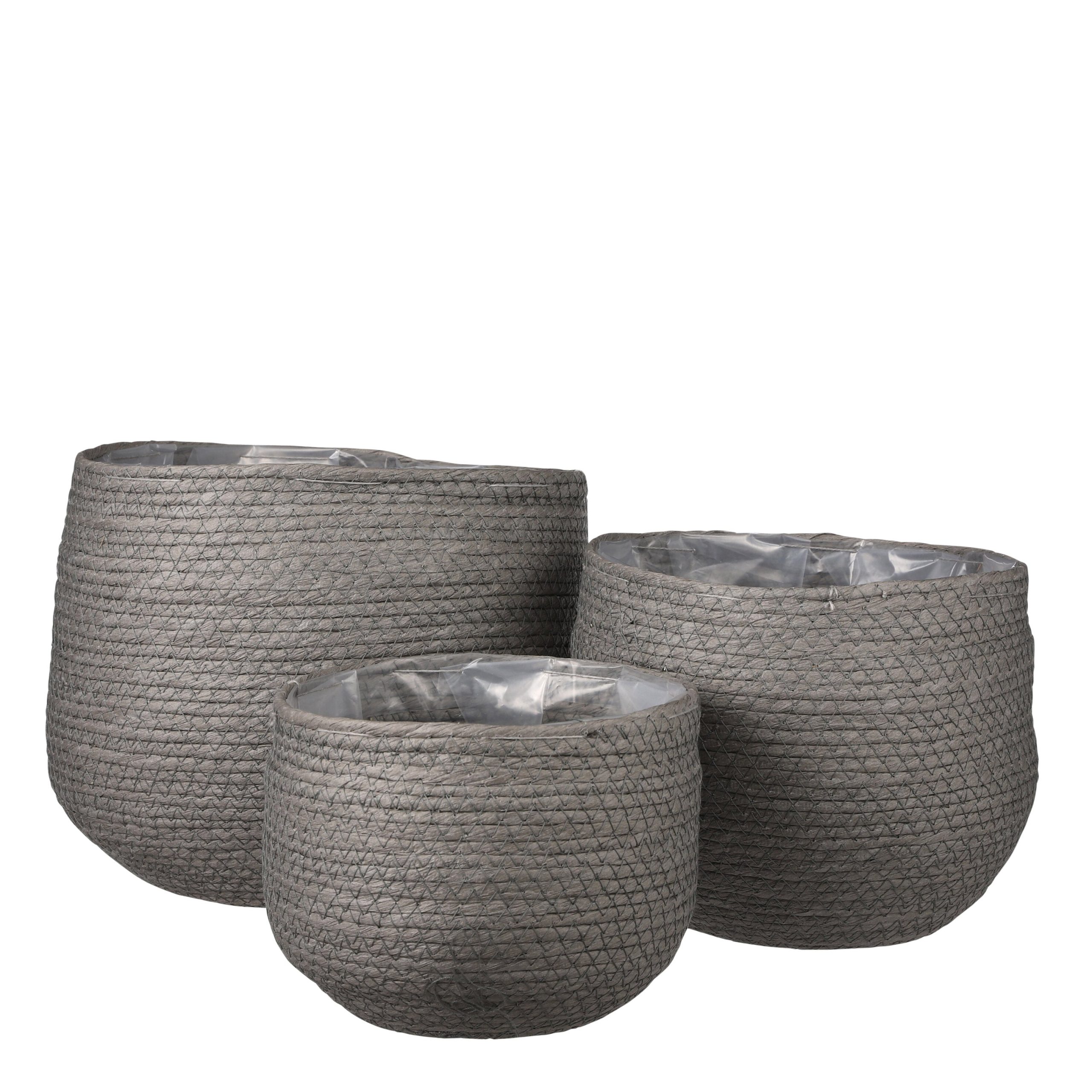 Mica Decorations Jorck Plantenmand - Set van 3 - H24 x Ø26 cm - Papier