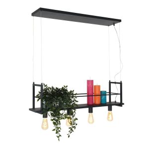 Mexlite hanglamp buckley – 4 lichts – 100x 140 cm – zwart Mexlite hanglamp buckley – 4 lichts – 100x 140 cm – zwart