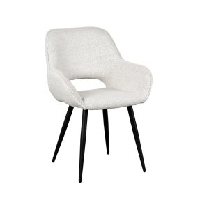 LABEL51 Eetkamerstoel Fer – Crème Bouclé – Zithoogte 48cm – Set van 2