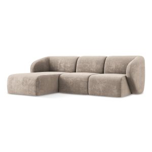 LaMiaSofa hoekbank links Cervo – chenille stof – donkerbeige – 248×166