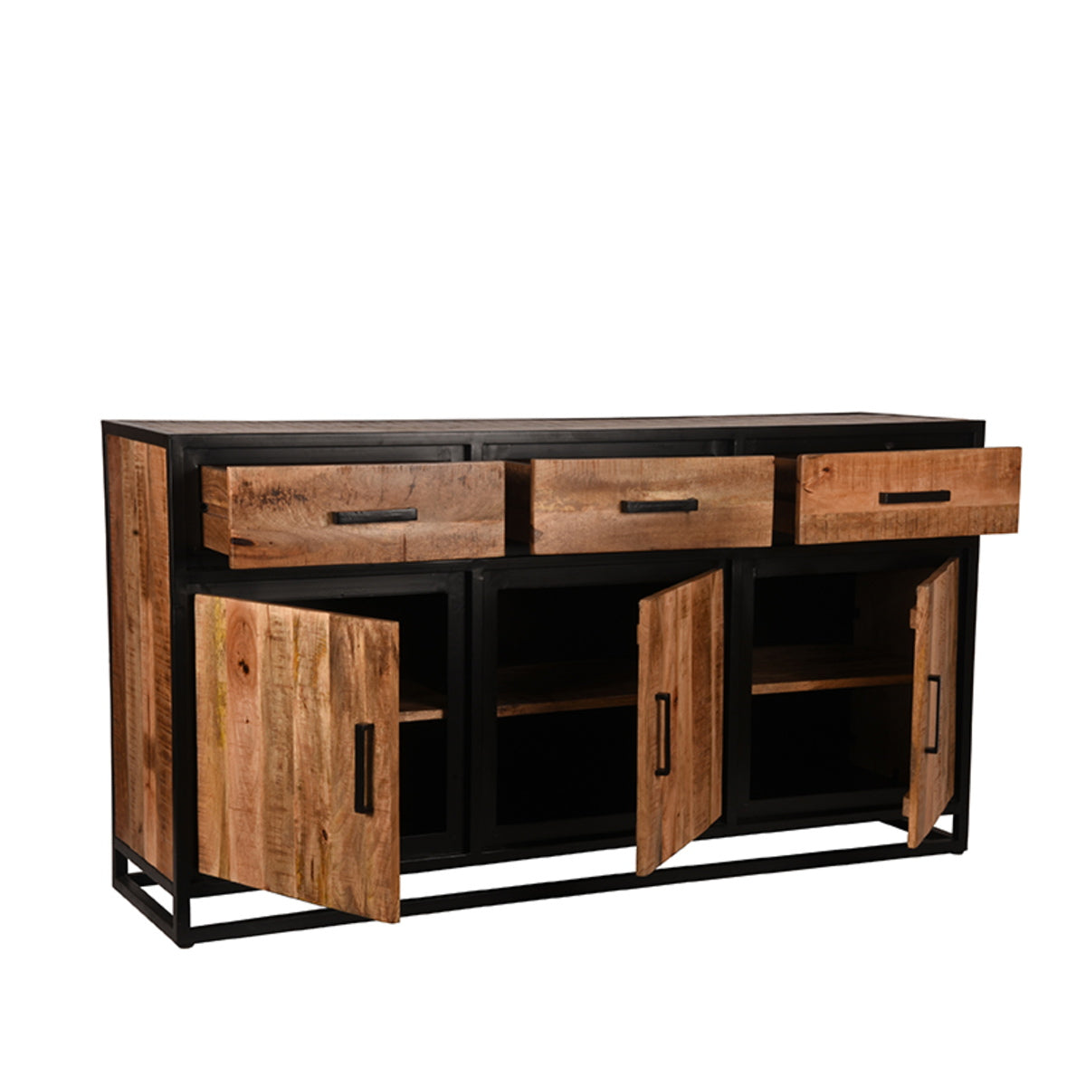 LABEL51 Dressoir Tampa - Zwart Metaal/Mangohout - 170x45x90cm
