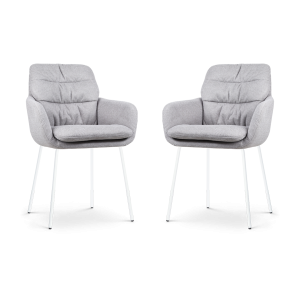 Nolon Nora-Mia Eetkamerstoelen Set van 2 – Grijs – Wit Onderstel Nolon Nora-Mia Eetkamerstoelen Set van 2 – Grijs – Wit Onderstel