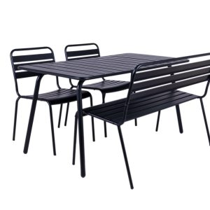 MaximaVida metalen tuinset Max zwart 150 cm – 1 tafel met 2 stoelen en MaximaVida metalen tuinset Max zwart 150 cm – 1 tafel met 2 stoelen en