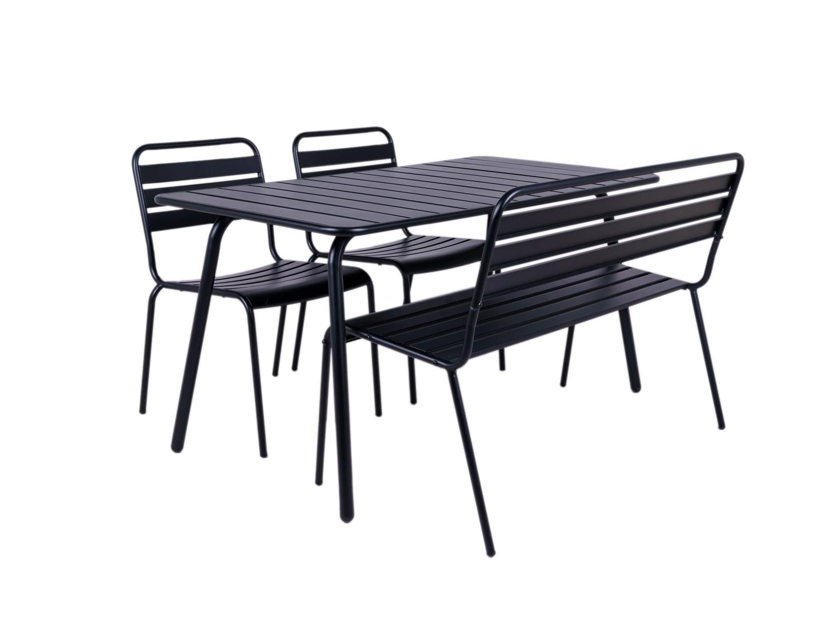 MaximaVida metalen tuinset Max zwart 150 cm – 1 tafel met 2 stoelen en