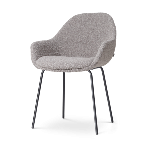 Nolon Nora-Mae Eetkamerstoel Bouclé Taupe – Armleuning – Zwarte Poten