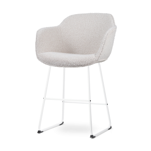 Nolon Nino-Mare Barkruk Bouclé Beige – Wit Onderstel- 65 cm