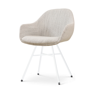 Nolon Noa-Mae Eetkamerstoel Beige Gemêleerd – Armleuning – Witte Poten Nolon Noa-Mae Eetkamerstoel Beige Gemêleerd – Armleuning – Witte Poten